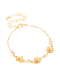 Gold Plated Bezel Set Cubic Zirconia & Sunflower Charms Bracelet - link has visual effect only