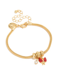 Gold Plated  Cubic Zirconia Ladybug Charm Bracelet - link has visual effect only