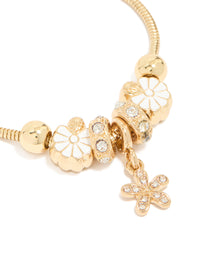 Gold Plated Chunky Flower Charm Toggle Bracelet - link has visual effect only