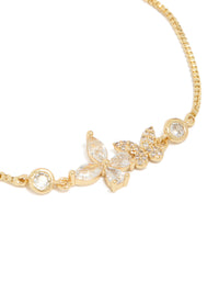 Gold Plated Cubic Zirconia Butterfly Bezel Toggle Bracelet - link has visual effect only