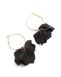 Gold Black Acrylic Petal Drop Hoop Earrings - link has visual effect only
