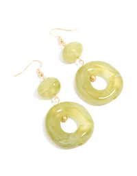 Gold Green Acrylic Circle Drop Earrings - link has visual effect only
