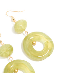Gold Green Acrylic Circle Drop Earrings - link has visual effect only