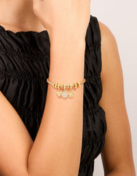Gold Plated Cubic Zirconia Circle Heart & Flower Charm Bracelet - link has visual effect only