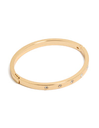 Gold Plated Diamante Circle Inlay Bangle - link has visual effect only