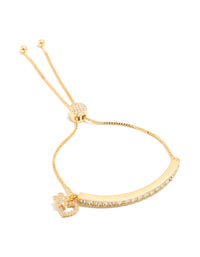 Gold Plated Cubic Zirconia Toggle Heart  Charm Bracelet - link has visual effect only