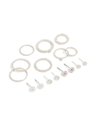 Silver Stud & Diamante Rings 12-Pack - link has visual effect only
