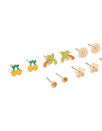 Gold Summer Stud Earrings 7-Pack - link has visual effect only