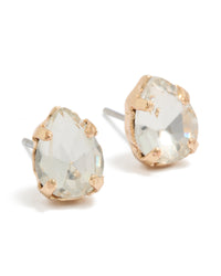 Gold Teardrop Diamante Stud Earrings - link has visual effect only