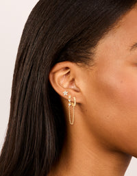 Gold Plated Mini Floral Chain & Stud Earrings 3-Pack - link has visual effect only