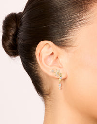 Gold Plated Cubic Zirconia Studs & Marquise Fan Earrings 3-Pack - link has visual effect only
