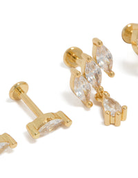 Gold Plated Brass Twisted Marquise Flat Back Studs 2-Pack - link has visual effect only