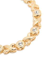 Gold Plated Brass Cubic Zirconia X Tennis Bracelet - link has visual effect only