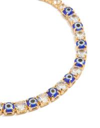 Gold Plated Brass Evil Eye & Cubic Zirconia Tennis Bracelet - link has visual effect only