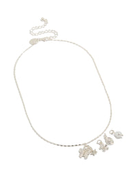 Silver Floral Butterfly Charm Necklace - link has visual effect only