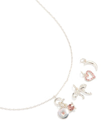 Silver Moon Bow & Heart Charm Necklace - link has visual effect only