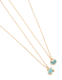 Gold Turtle & Shell Necklaces 2-Pack - link has visual effect only