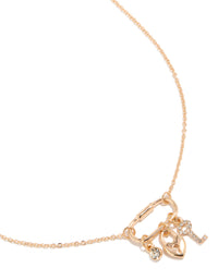 Gold Heart Lock & Key Charms Necklace - link has visual effect only