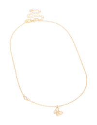 Gold Diamante & Butterfly Pendant Necklace - link has visual effect only
