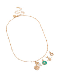 Gold Heart & Evil Eye Charm Necklace - link has visual effect only