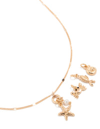 Gold Mixed Ocean Charm Necklace - link has visual effect only