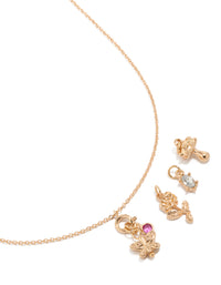Gold Butterfly & Flower Charm Necklace - link has visual effect only