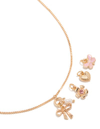 Gold Bow & Butterfly Charm Necklace - link has visual effect only