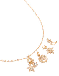 Gold Star & Moon Charm Necklace - link has visual effect only