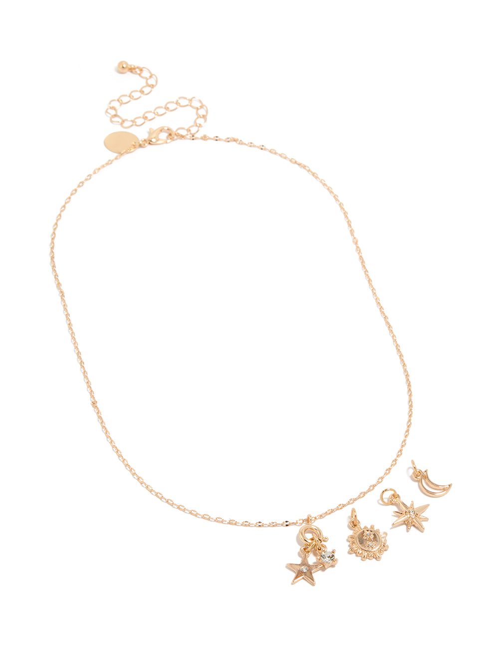 Gold Star & Moon Charm Necklace