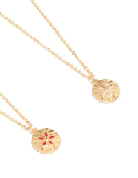 Gold Flower Disc Necklaces 2-Pack - link has visual effect only