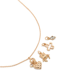 Gold Heart & Beetle Charm Necklace - link has visual effect only
