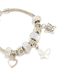 Silver Butterfly & Heart Charms Bracelet - link has visual effect only