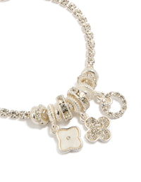 Silver Diamante & Flower Charm Bracelet - link has visual effect only