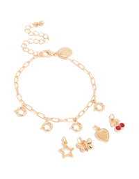 Gold Cherry & Star Charm Bracelet - link has visual effect only