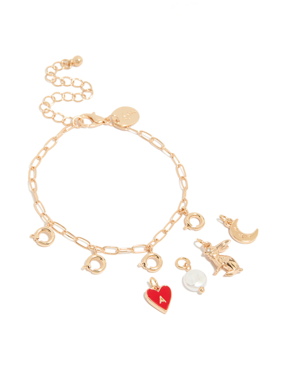 Gold Rabbit &  Moon Charm Bracelet