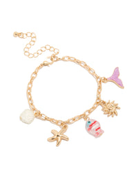 Gold Colourful Ocean Fish Charm Bracelet - link has visual effect only