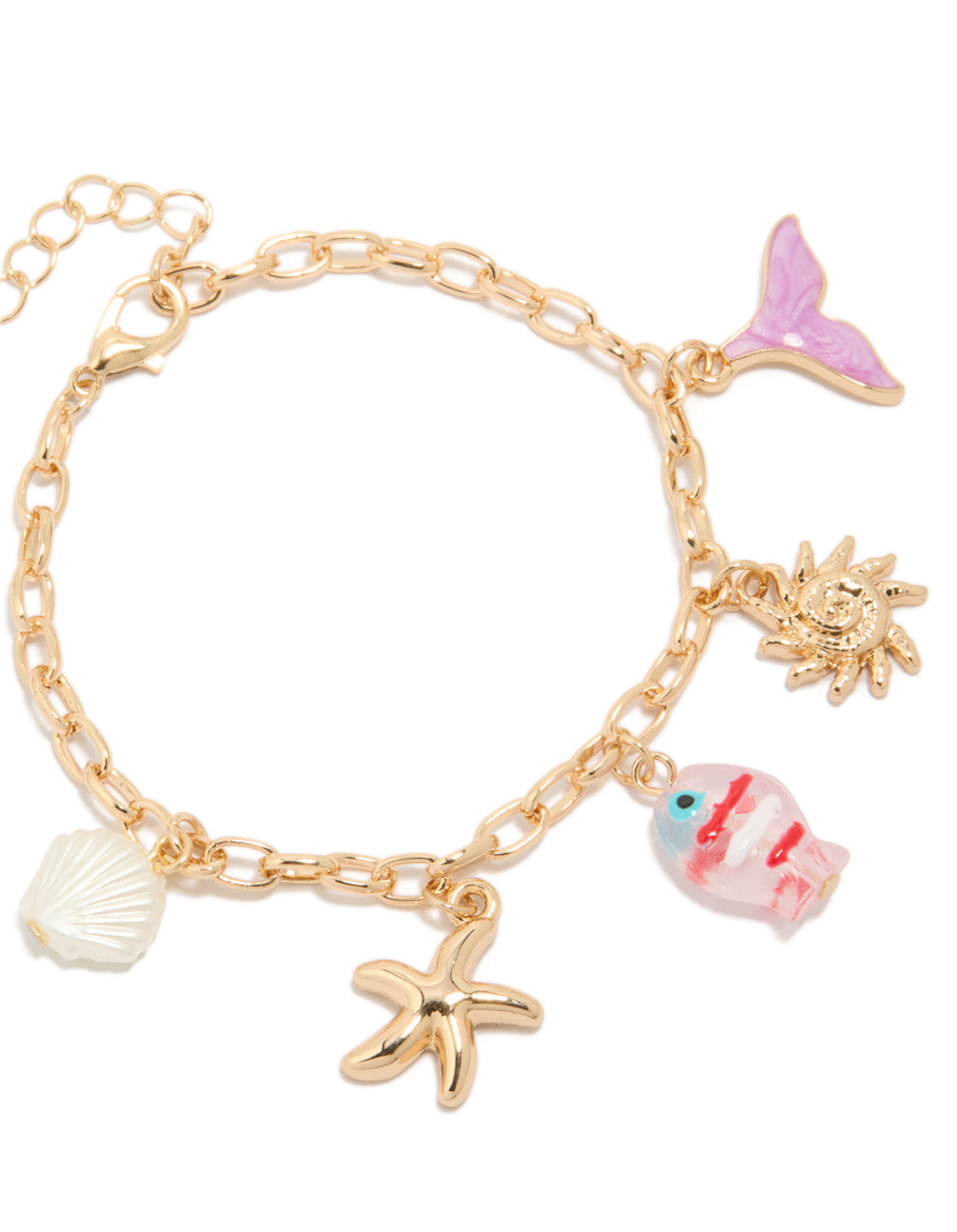 Gold Colourful Ocean Fish Charm Bracelet