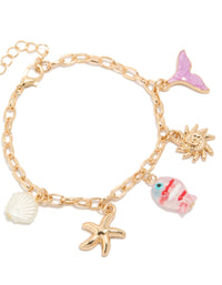 Gold Colourful Ocean Fish Charm Bracelet - link has visual effect only