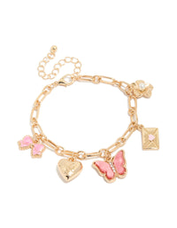 Gold Envelope & Butterfly Charm Bracelet - link has visual effect only