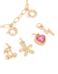 Gold Lightning & Heart Charm Bracelet - link has visual effect only