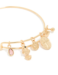 Gold Cross & Fish Charm Bangle - link has visual effect only
