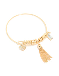 Gold Tassel & Diamante Charm Bangle - link has visual effect only