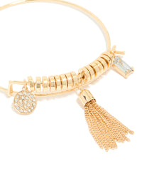 Gold Tassel & Diamante Charm Bangle - link has visual effect only