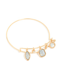 Gold Multi-Shaped Diamante Charms Bangle - link has visual effect only