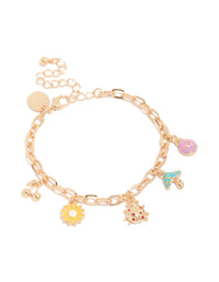 Gold Bug & Mushroom Charm Bracelet - link has visual effect only