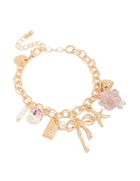 Gold Flower Bow & Star Charm Bracelet - link has visual effect only