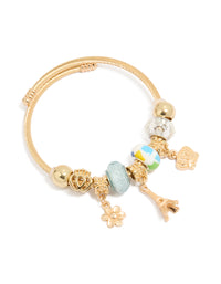 Gold Eiffel Tower & Crown Charm Bracelet - link has visual effect only