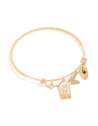 Gold Diamante Butterfly Charm Bangle - link has visual effect only
