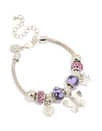 Silver Butterfly & Crown Charm Bracelet - link has visual effect only