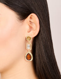 Gold Brown Diamantes Drop Earrings - link has visual effect only